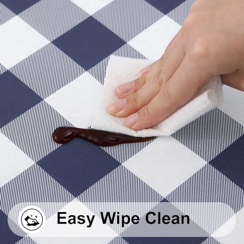 Smiry 36"-44" Picnic Table Cloth, Flannel Backed Vinyl Fitted