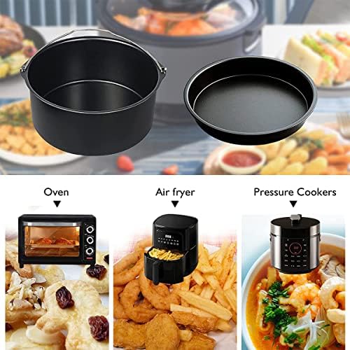 2Pcs Air Fryer Accessories, 8 Inch Air Fryer Pizza Cake Pan and Baking