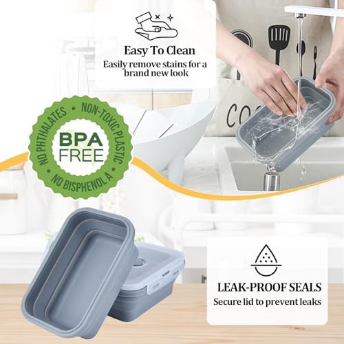 Collapsible Silicone Food Storage Container, Meal Prep Food Storage