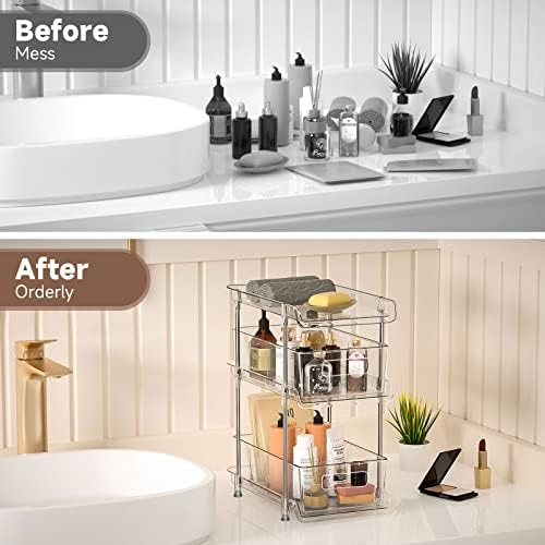 3 Tier Clear Bathroom Organizer with Dividers