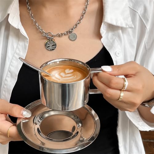 ZENFUN 4 Pack 6.8 oz Coffee Cups Set, 18/8 Stainless Steel Espresso