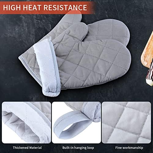 Nuogo 9 Pair Oven Mitts Quilted Heat Resistant 11 Inch Kitchen, Solid