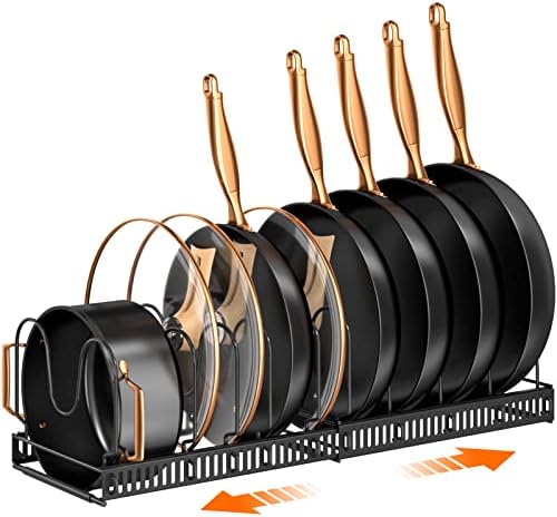 MUDEELA Expandable Pot and Pan Lid Organizer, 10 Divider, Black