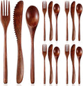 Geiserailie 12 Pcs Wooden Utensils for Eating Wooden Spoon Fork Knife