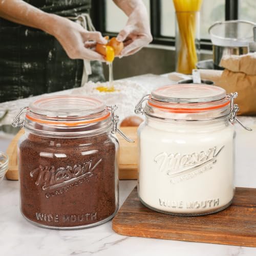 Qianfenie 2 Pack 64 oz Glass Mason Jars