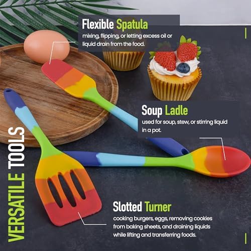 9-Piece Rainbow Silicone Spatula Set, Multicolor