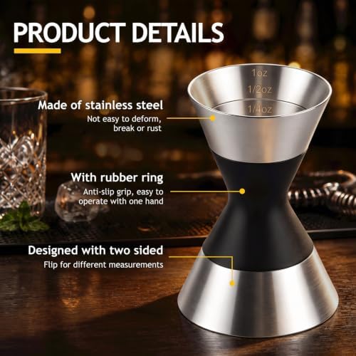 Marsui 2 Pcs Stainless Steel Double Jigger for Bartending, Measuring