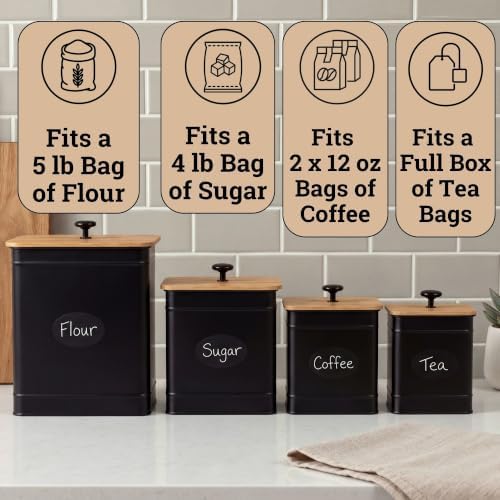 Kitchen Canisters, Set of 4, with Chalkboard Labels