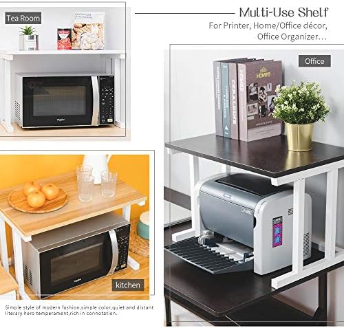 2-Tier Wooden Microwave Oven Rack, White