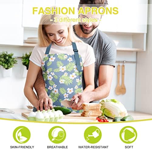 BOUMUSOE 3 Pack Floral Aprons with Pocket, Blooming Womens Aprons