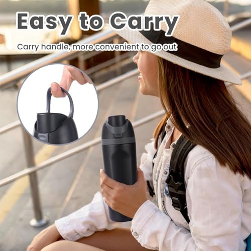 24oz Insulated Stainless Steel Water Bottle with Straw for Sports and