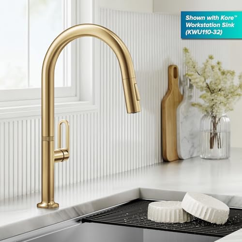 KRAUS Brushed Brass Pull-Down Kitchen Faucet