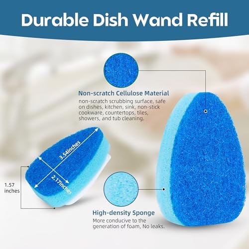 Dishwand Set with 9 Sponge Refills, Soap Dispensing Dish Brush