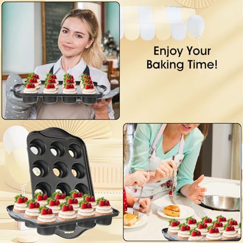 2 Pack Mini Cheesecake Pans Removable Bottom 12 Cavity Mini Cupcake
