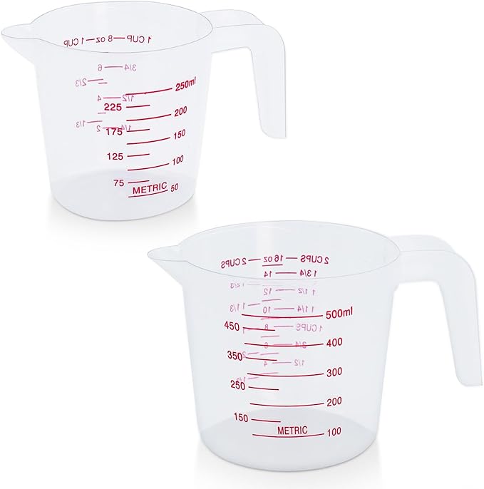 DTDNZKN 2 Pack Measuring Cup Set, Includes 250Ml, and 500Ml Plastic Liquid by DTDNZKN
