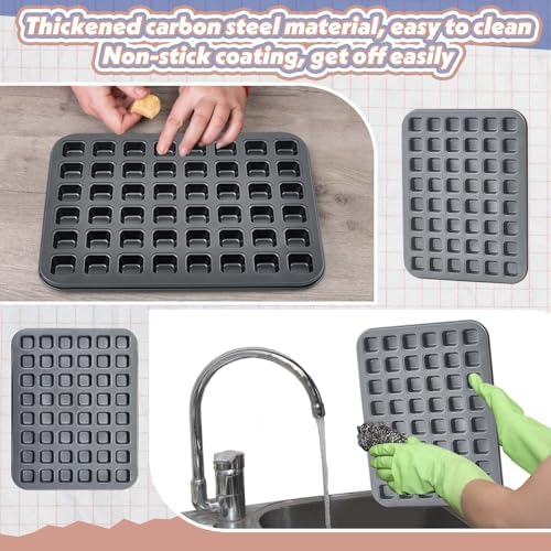 Teenyyou 1 Pcs Mini Brownie Pan 48 Cavity, Nonstick Mini Muffin Baking