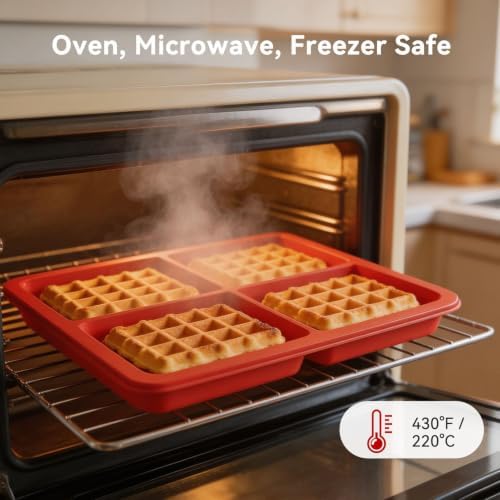 2Pcs Silicone Waffle Mold, Nonstick Waffle Maker Baking Tray Oven Air