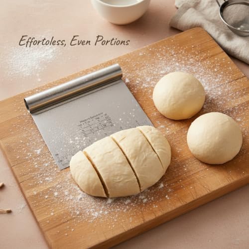 Bench Prep Essential: Stainless Steel Dough Scraper with Measurement