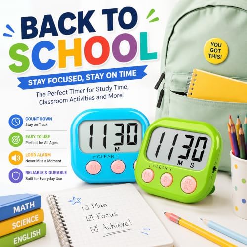 ZILLEEN Digital Kitchen Classroom Timers for Kids Cooking 6pcs