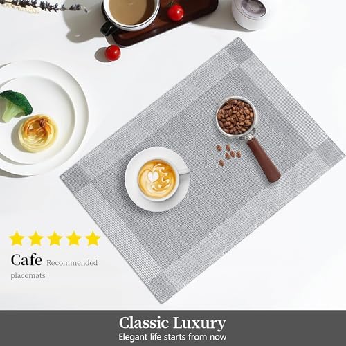 Bloss Placemats Set of 4, Linen Woven Place Mats for Kitchen Table