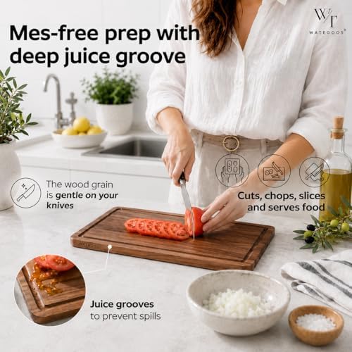Acacia Wood Cutting Boards for Kitchen, Non-Toxic Cutting Board Set of