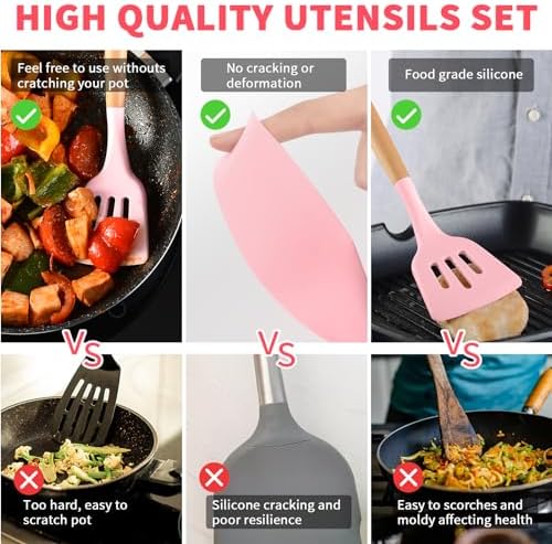 Caliamary Silicone Kitchen Utensil Set, 11 Pieces