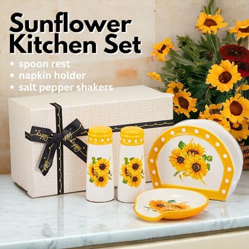 Sunflower Kitchen Decor - Sunflower Spoon Rest, Ceramic Spoon Rest for