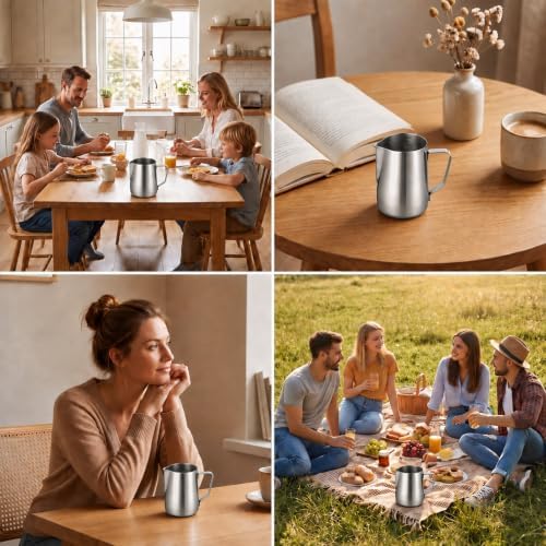 4 Pcs Milk Frothing Pitcher 304 Stainless Steel Steaming Pitcher 20 oz