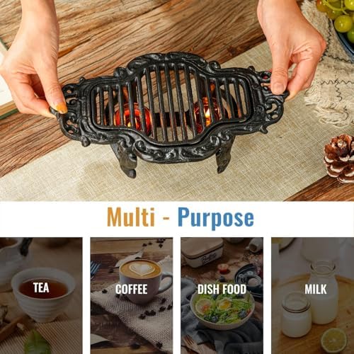 Sungmor Vintage Cast Iron Teapot Warmer with 2 Tealight Holders