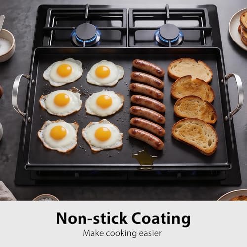Utheer 25" x 16" Pre-Seasoned Nonstick Cast Iron Griddle for Gas & Charcoal