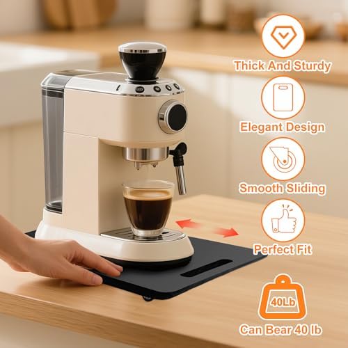 Bamboo Appliance Slider, Elegant Sliding Tray for Coffee Maker & Heavy