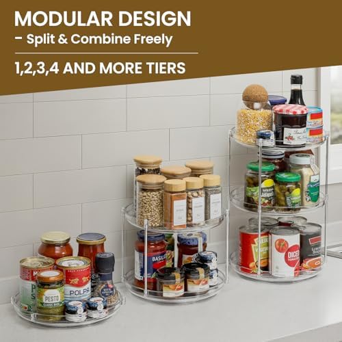 2 Set 2 Tier Stable Clear Acrylic Lazy Susan Turntable Organizers, 9.25''
