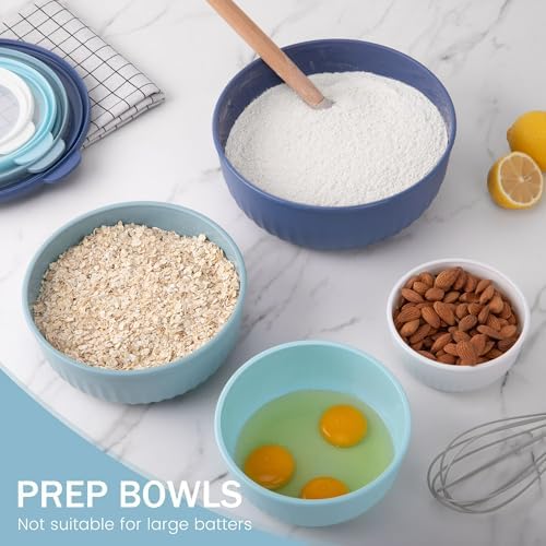 8 Piece Mixing Bowls with Lids Set BPA Free Nesting Plastic Kitchen