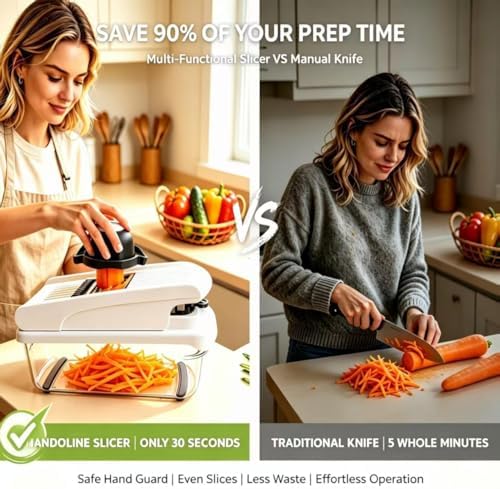 Vegetable Chopper, 12-in-1 Food Chopper with Container, 8 Blades