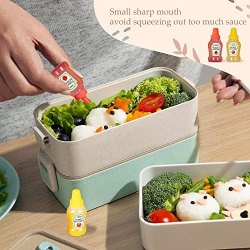 4 Pieces Mini Ketchup Bottles for Lunch Box, 25ml Salad Dressing