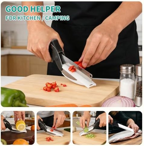 8-Inch Kitchen Shears with Built-in Cutting Board - Multi-Purpose