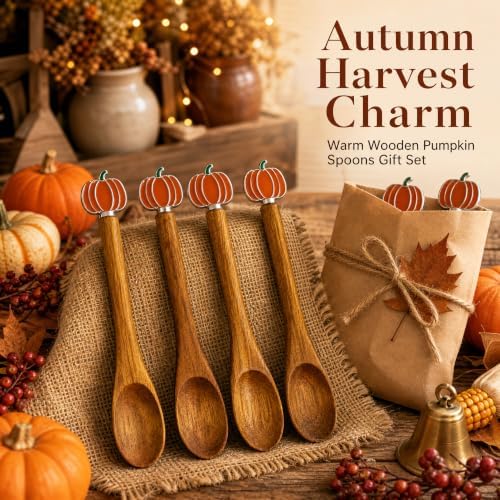 4PCS Acacia Wooden Coffee Spoons, 5.1 Inch Mini Teaspoons
