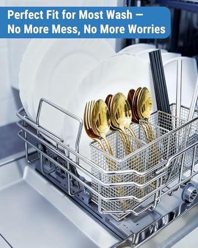 4-Compartment Dishwasher Silverware Basket, 304 Stainless Steel