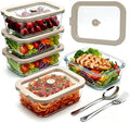 35 oz Glass Food Storage Containers with Glass Lids, 5 Pack