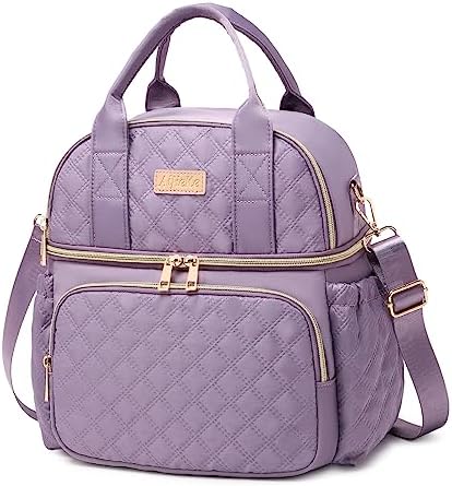 AIJIEKE Insulated Lunch Bag, Double Deck, Purple