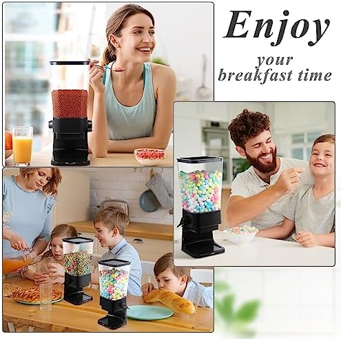 Hoolerry 3 Pack Cereal Dispenser Countertop 5500ml Large Cereal Containers Storage Dispenser Dry Food Dispenser Storage Rice Candy Dispenser Machine for Oatmeal Pet Food Home Office Pantry Bar (Black)