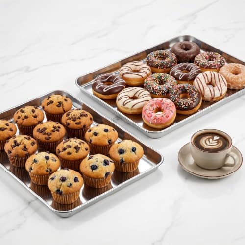 2 Pcs Baking Sheet 12.5" x 10" Stainless Steel Quarter Sheet Pan Set
