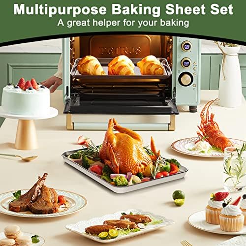 Baking Sheet Tray Cooling Rack with Silicone Mat Set, Stainless Steel