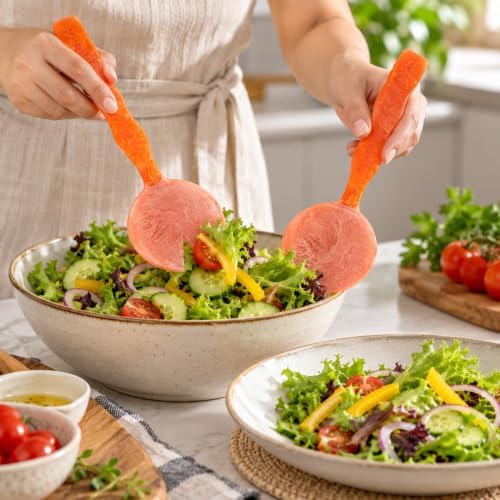 SS CRAFTS INDIA Resin Salad Server Set of 2, 12 Inch, Peach Orange