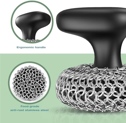 Cast Iron Scrubber Dish Scrub Brush 316 Chainmail Scrubber for Cast Iron