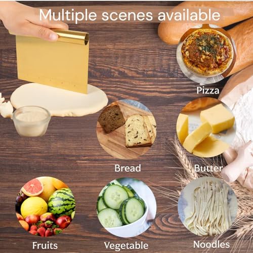 2 Pack Stainless Steel Dough Scraper with Measuring Scale,Bench