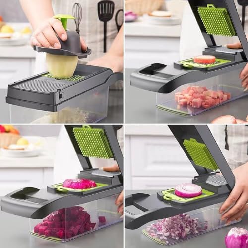 12-in-1 Vegetable Chopper with 8 Blades, Container