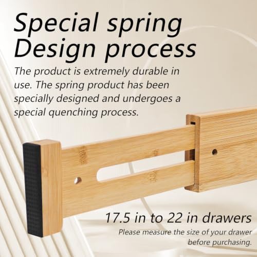 4 Pack Adjustable Bamboo Drawer Dividers 17–22.25 Inch – Expandable