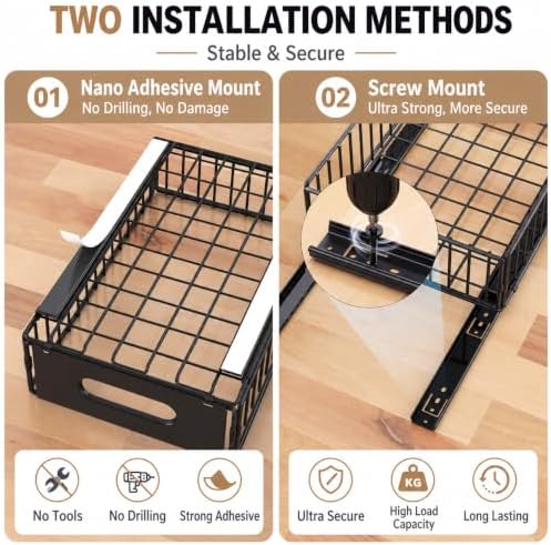 2 Pack Pull Out Cabinet Organizer,Heavy Duty 9.7"Wx15.2"D Slide Out