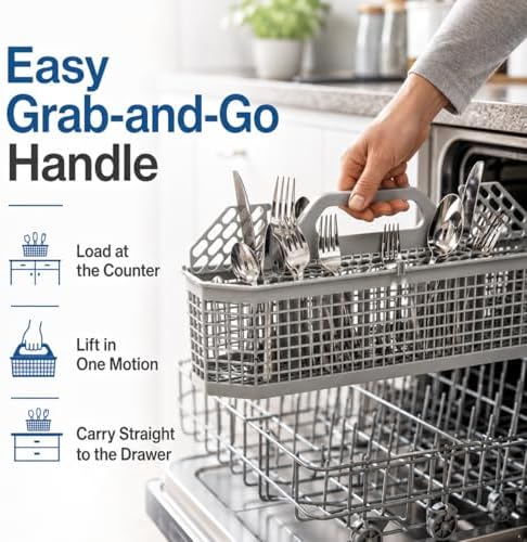 Universal Dishwasher Silverware Basket Replacement with Handle